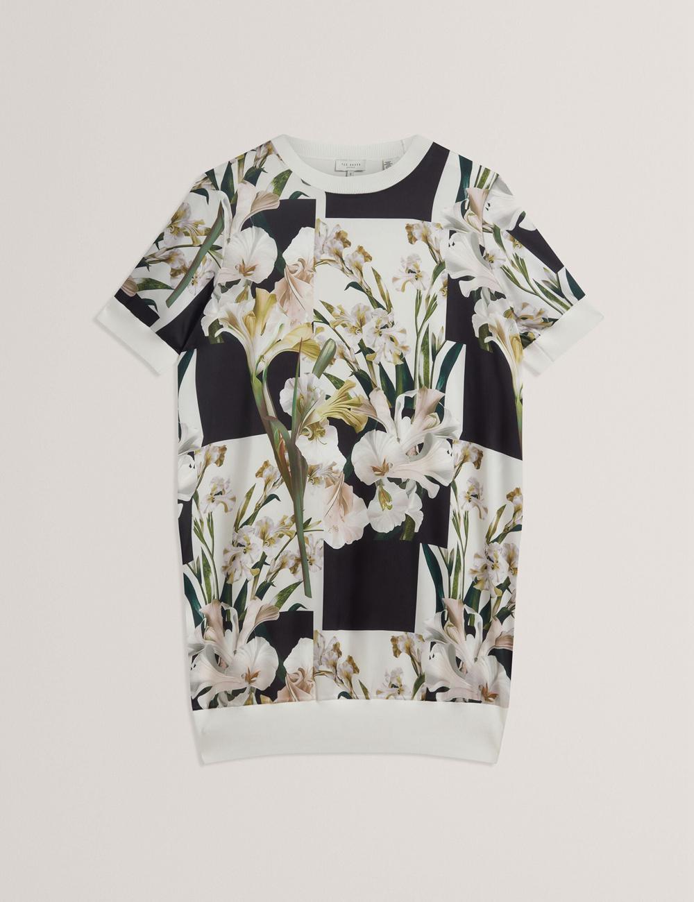 Ted Baker RONEEA - Printed Front Knitted Minikleid Damen Ivory | SDLNM-6430