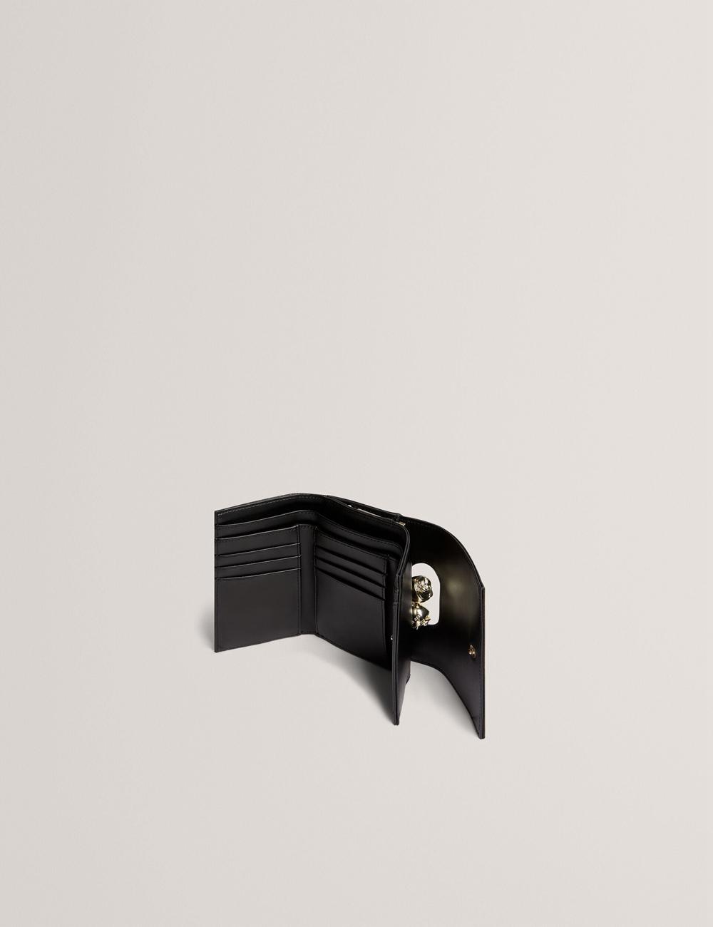 Ted Baker ROOSA - Rose Clasp Small Trifold Leather Geldbörse Damen Schwarz | ZBDQN-3940