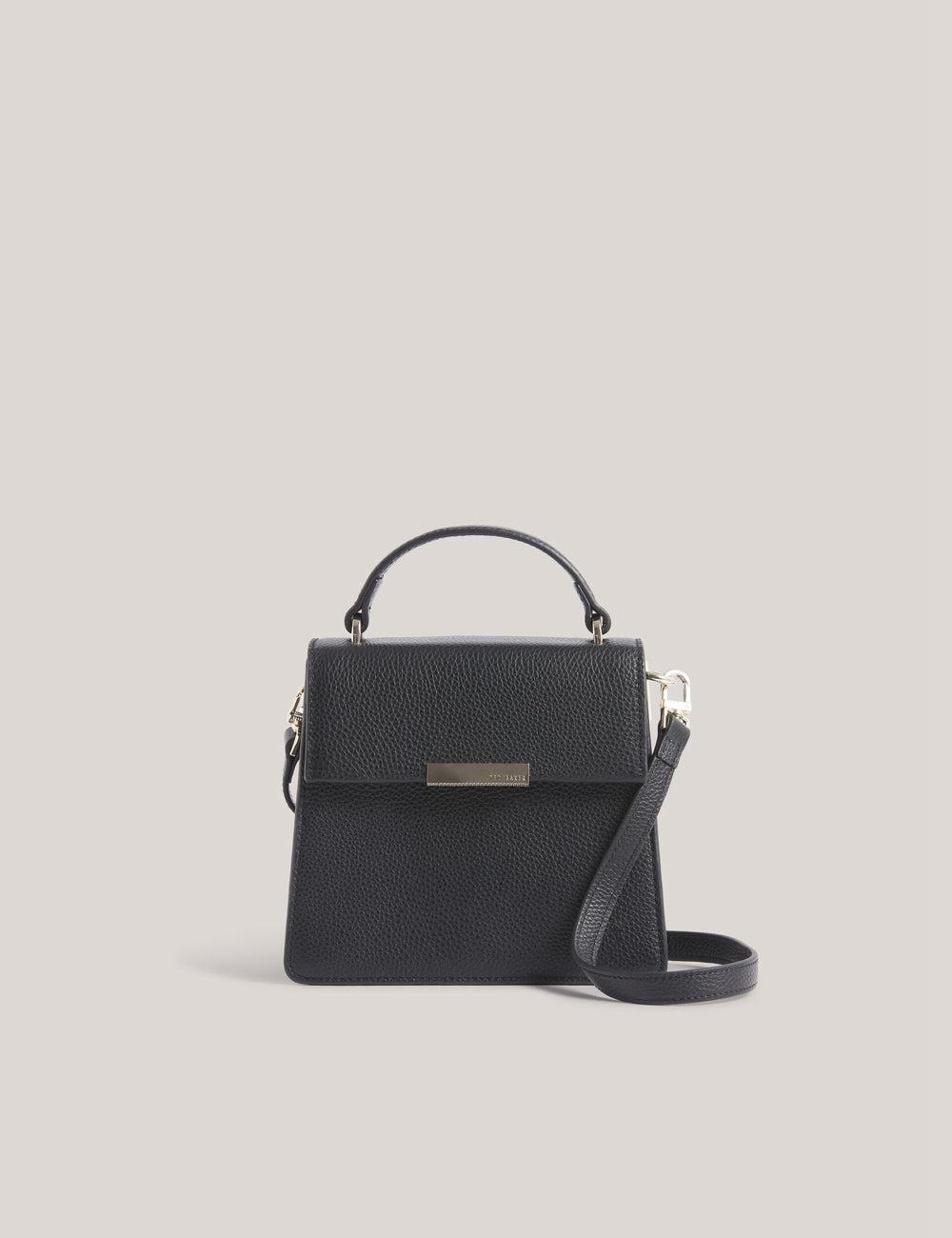 Ted Baker ROSELII - Small Top Handle Bar Detail Leather Umhängetasche Damen Schwarz | VEQFX-9674