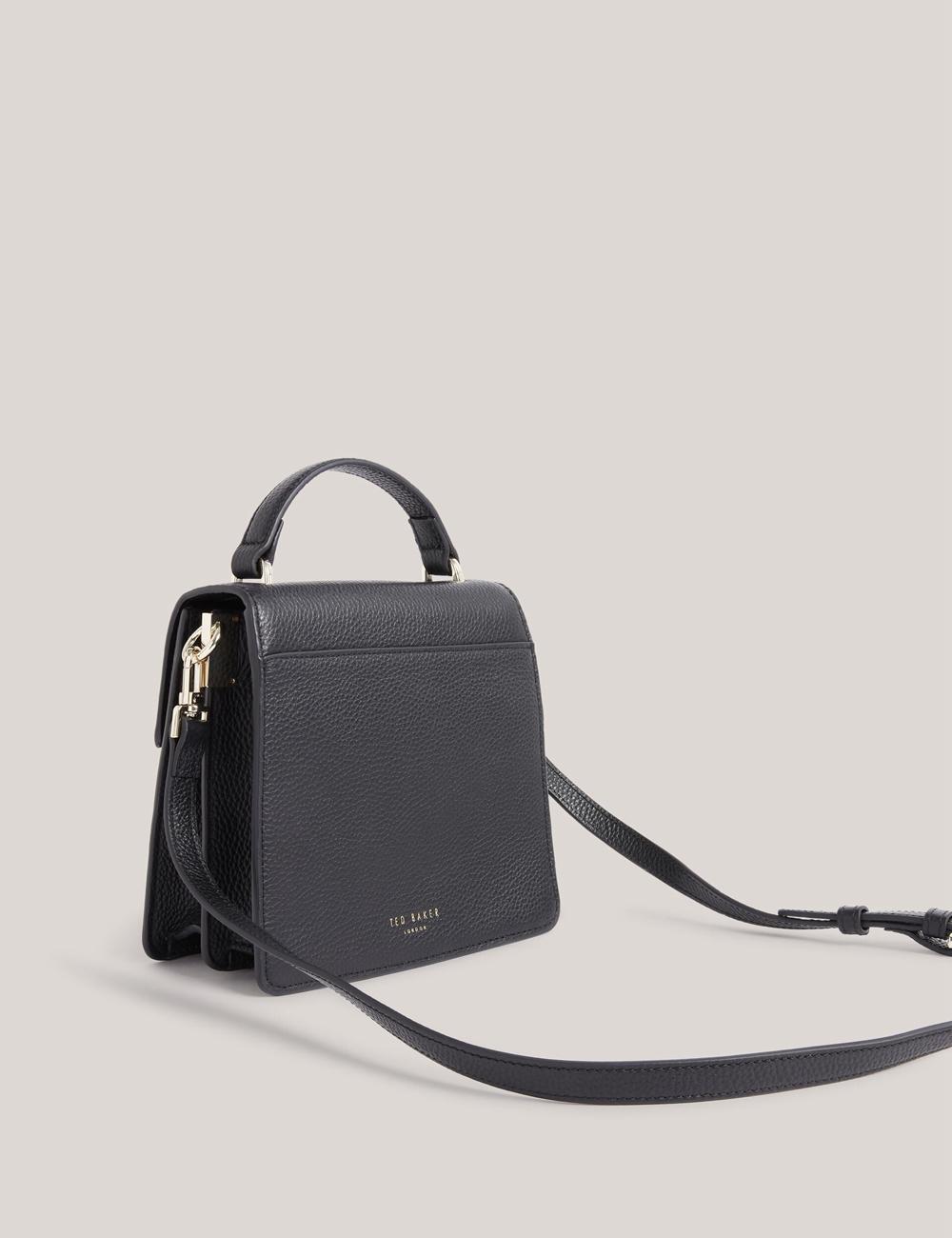 Ted Baker ROSELII - Small Top Handle Bar Detail Leather Umhängetasche Damen Schwarz | VEQFX-9674