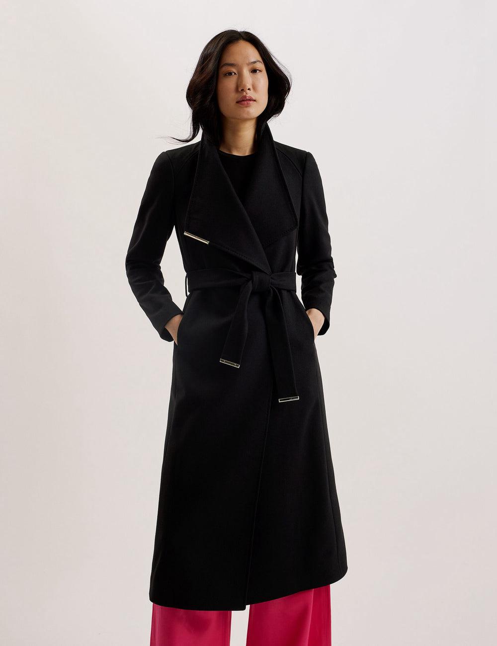Ted Baker ROSELL Wool Mäntel Damen Schwarz | KBVFR-5103