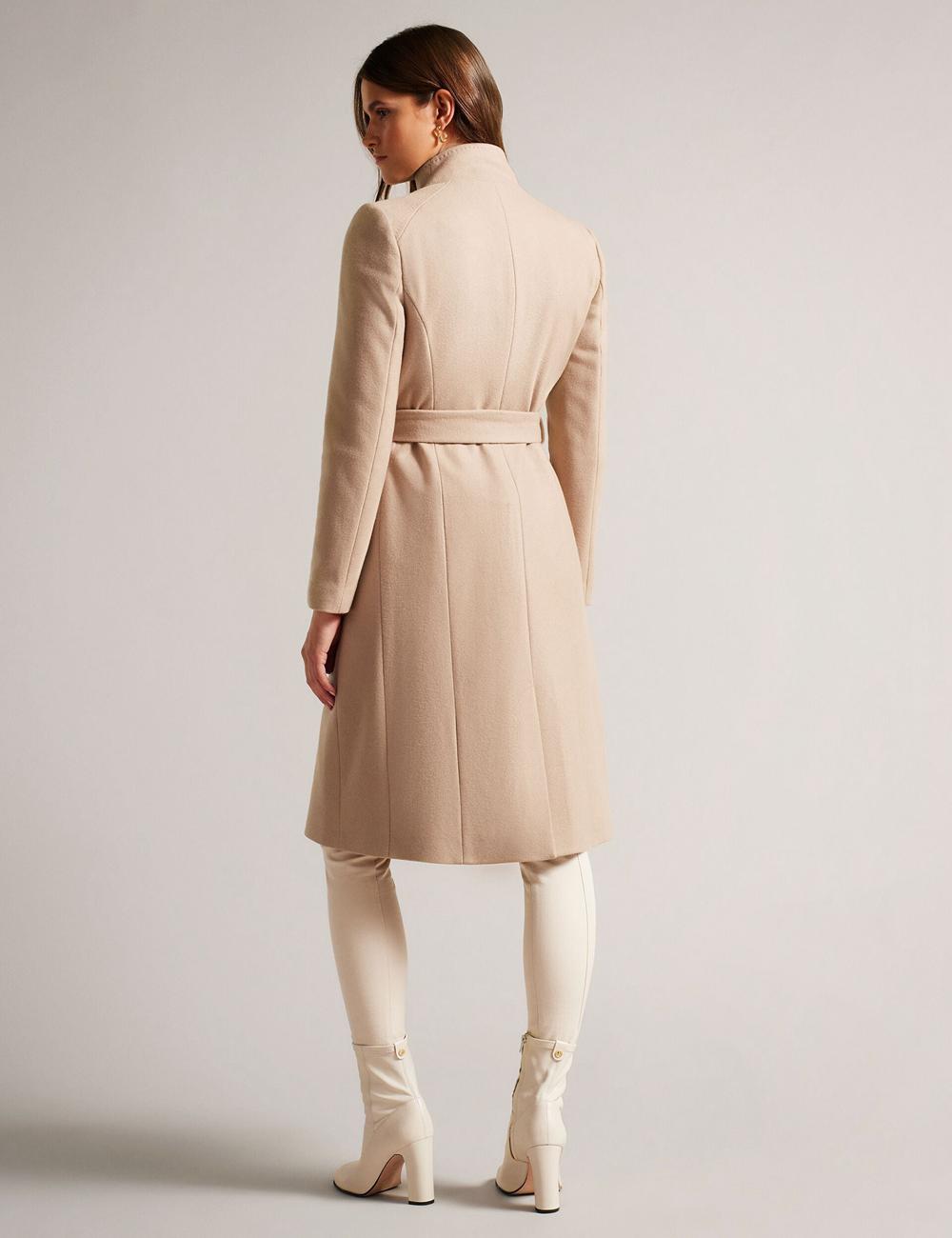Ted Baker ROSE - Midi Length Belted Wool Wrap Coat Jacken Damen Camel | NTHCJ-3197