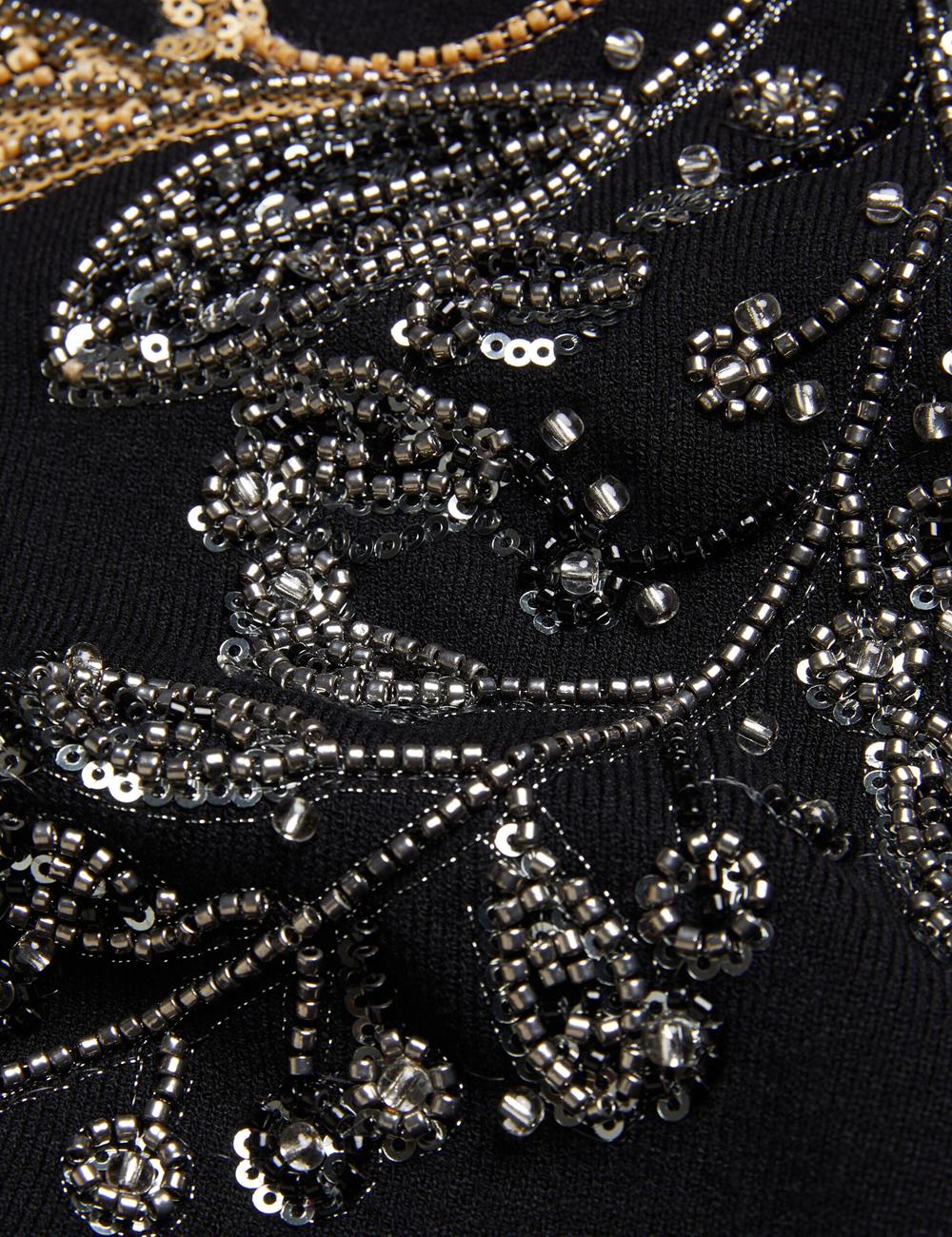 Ted Baker ROSMRRY - Embellished Floral Detail Knitted Pullover Damen Schwarz | AQJKN-0197