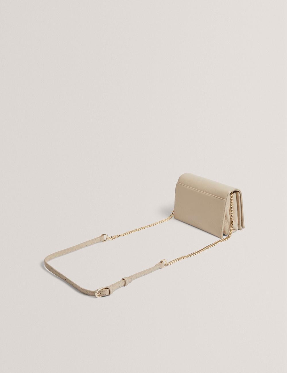 Ted Baker ROUSEN - Bar Detail Fold Over Leather Umhängetasche Damen Ecru | GQBPJ-6138
