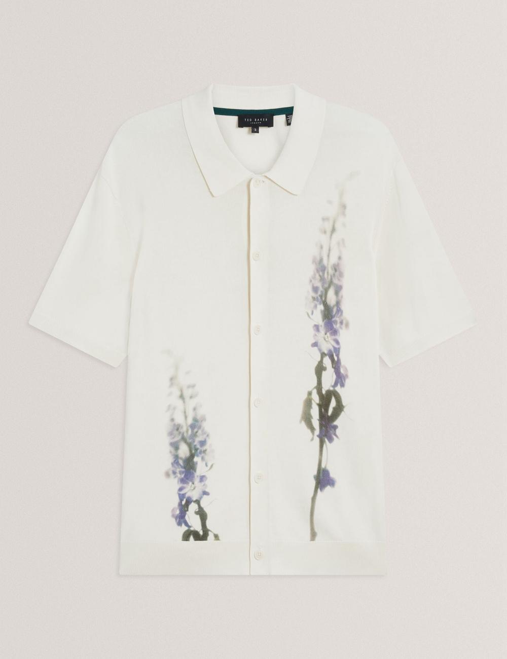 Ted Baker RUITS - Short Sleeve Floral Placement Polo Shirts Herren Ecru | DVSHR-1204