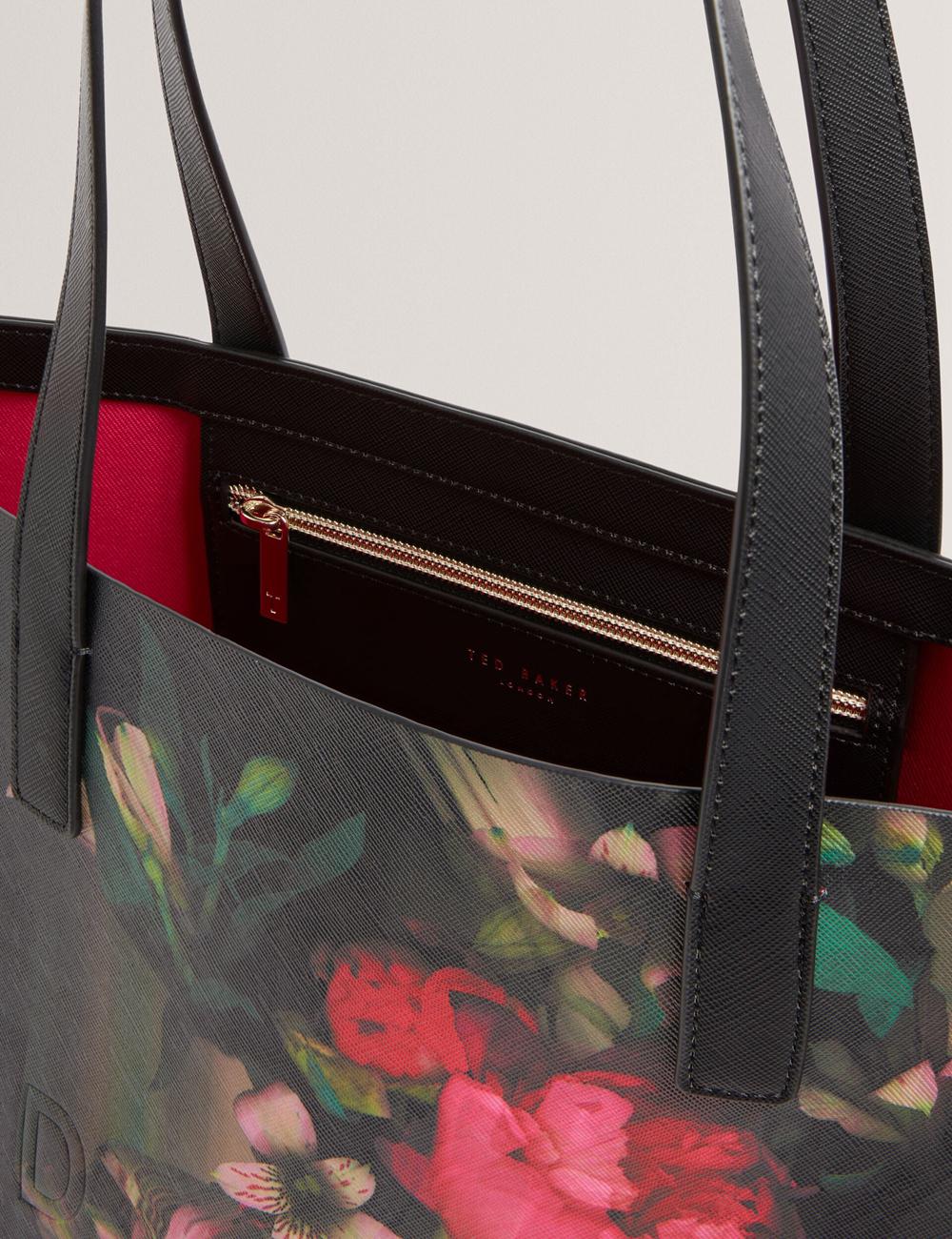 Ted Baker SALIINA - Floral Print Wide Icon Tragetaschen Damen Schwarz | HUBYL-5340