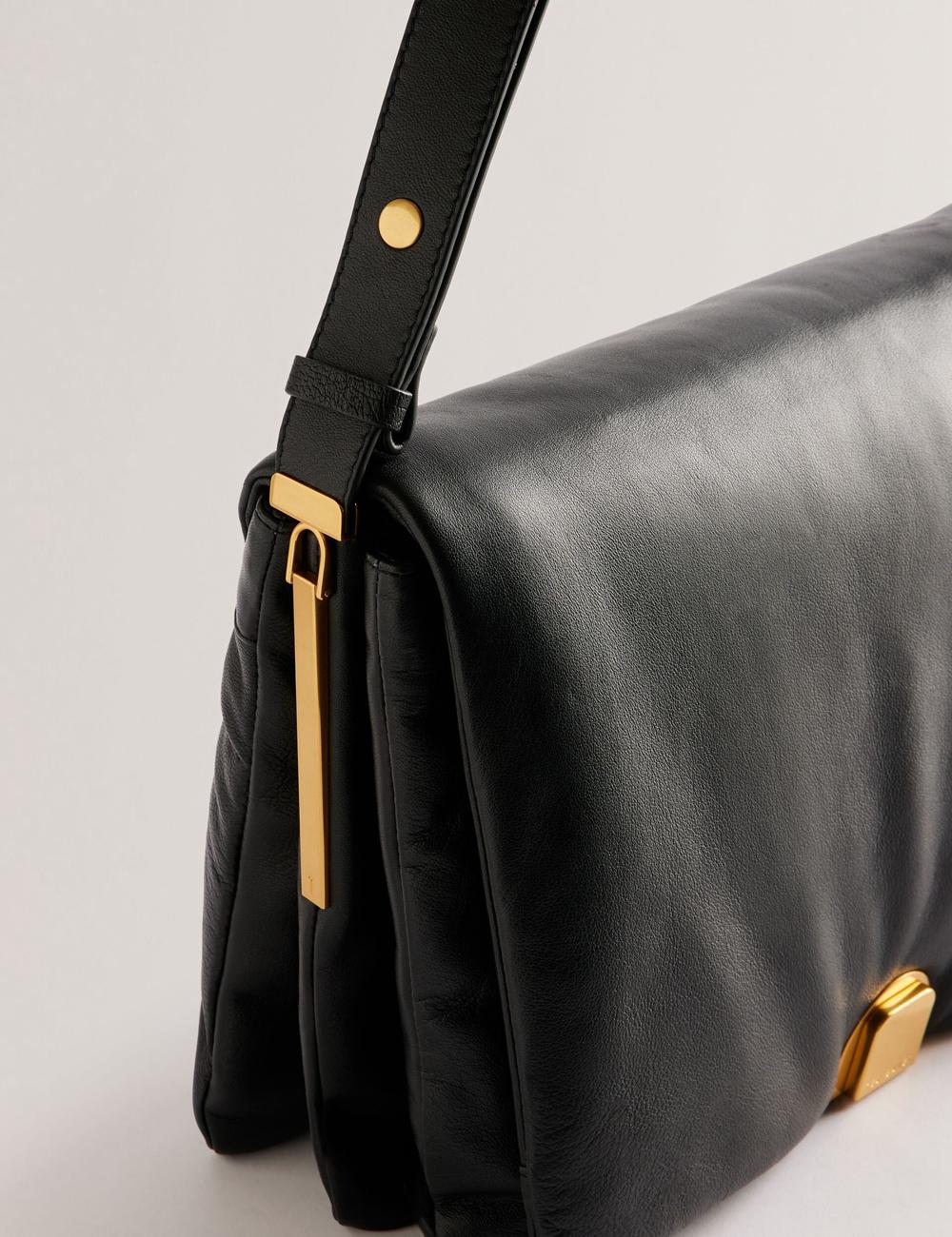 Ted Baker SAMILLA - Large Puffy Leather With Lock Schultertasche Damen Schwarz | QXSTZ-3504