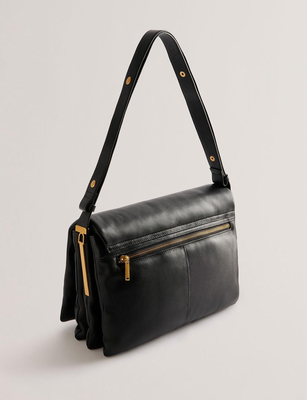 Ted Baker SAMILLA - Large Puffy Leather With Lock Schultertasche Damen Schwarz | QXSTZ-3504