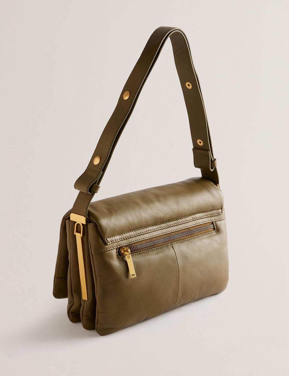 Ted Baker SAMILLI - Lock Detail Leather Puffy Schultertasche Damen Khaki | OLAHR-4870