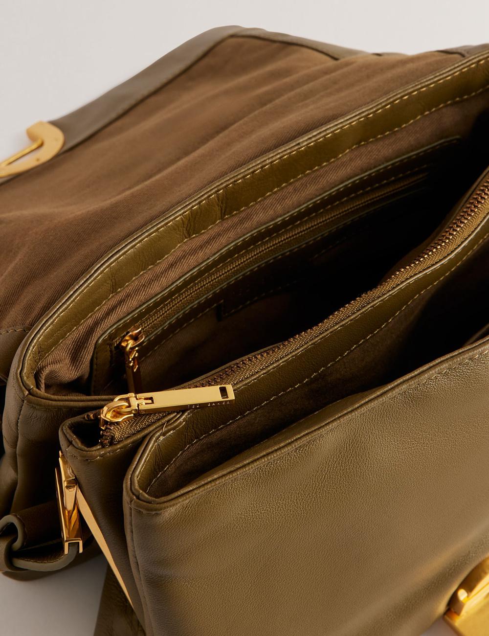Ted Baker SAMILLI - Lock Detail Leather Puffy Schultertasche Damen Khaki | OLAHR-4870