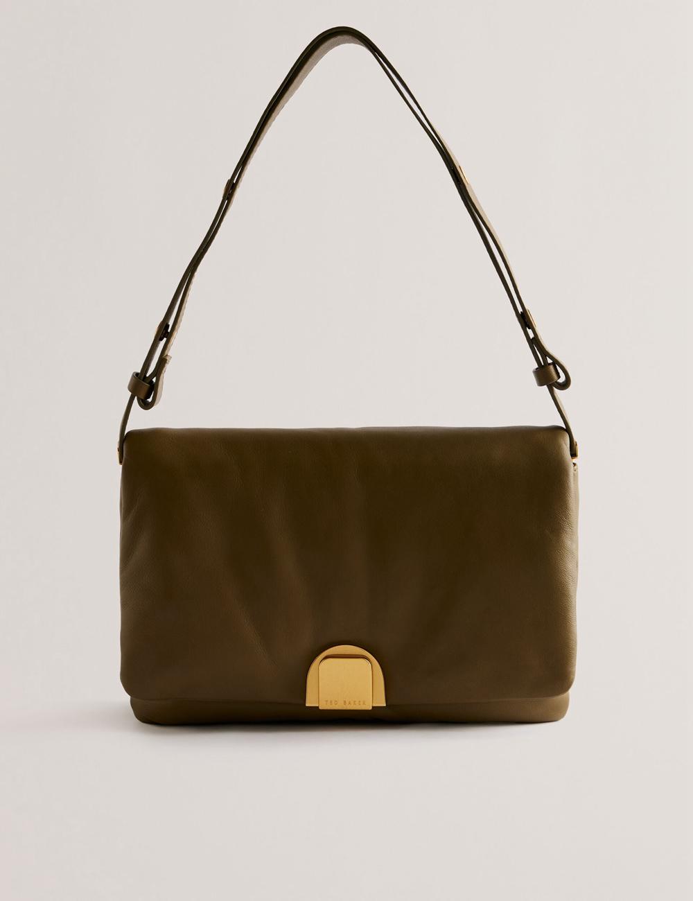 Ted Baker SAMILLI - Lock Detail Leather Puffy Schultertasche Damen Khaki | OLAHR-4870