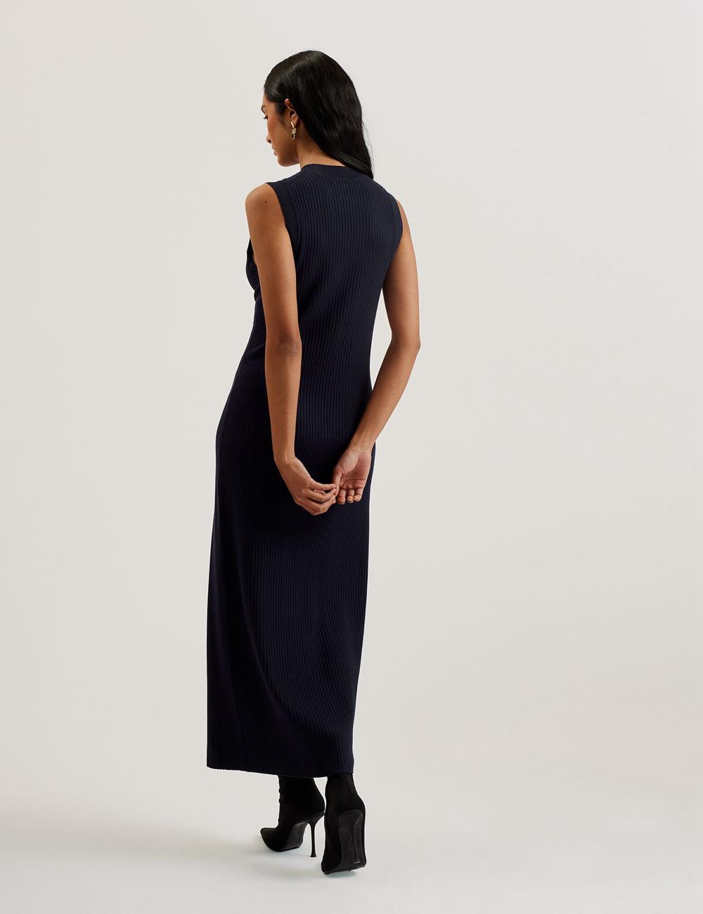 Ted Baker SANDIII - Sleeveless Ribbed Knit Column Maxikleid Damen Navy | LGHTZ-9413