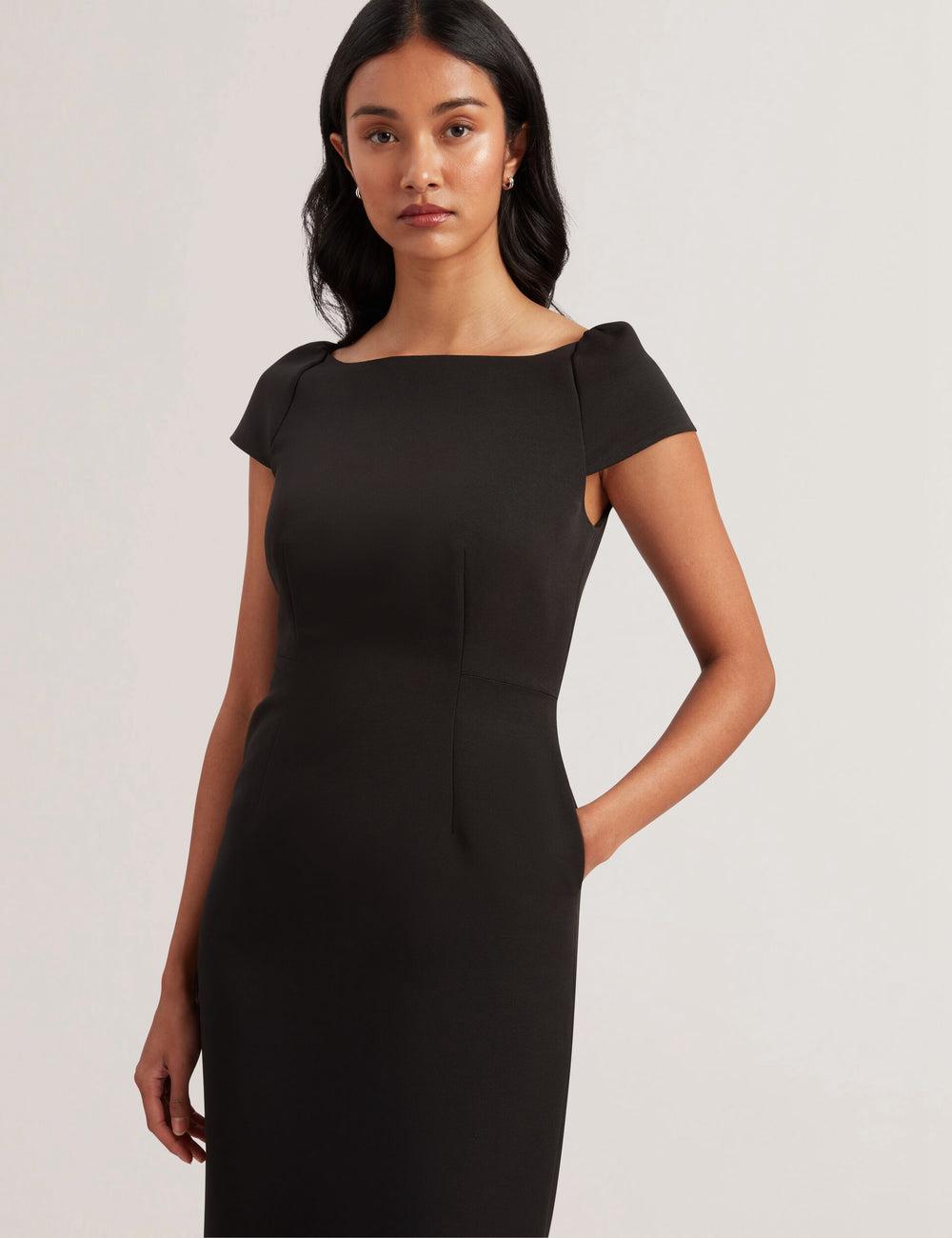Ted Baker SASSARI - Tailored Cap Sleeve Column Midi-kleid Damen Schwarz | RLMOQ-9267