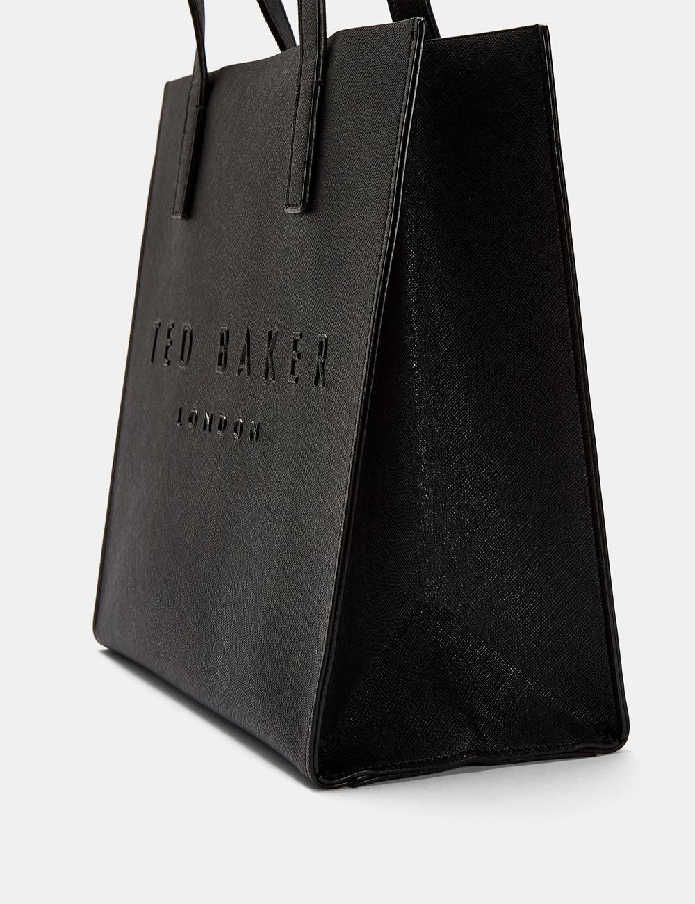 Ted Baker SEACON - Textured Faux Leather Small Icon Tragetaschen Damen Schwarz | QUMET-0314