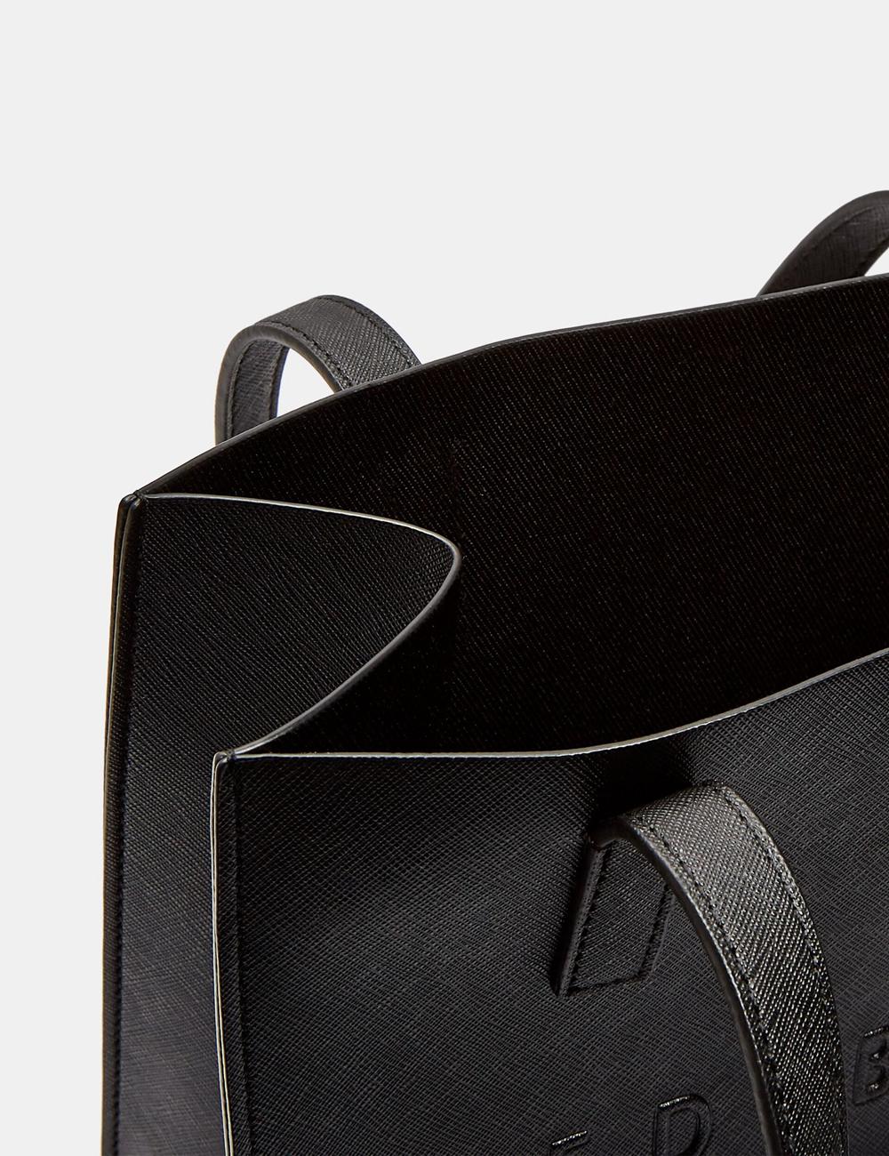 Ted Baker SEACON - Textured Faux Leather Small Icon Tragetaschen Damen Schwarz | QUMET-0314