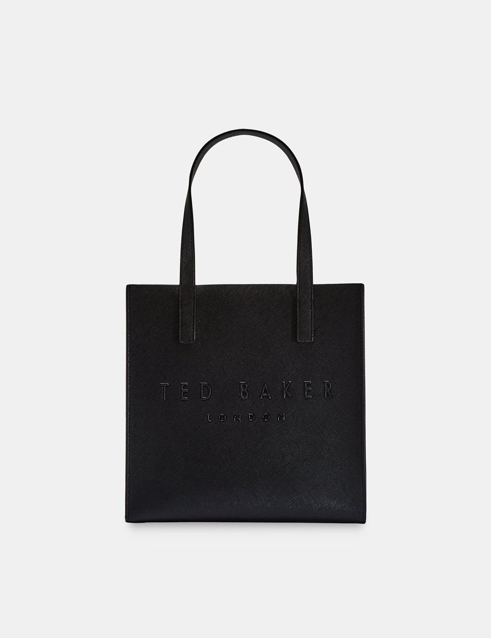 Ted Baker SEACON - Textured Faux Leather Small Icon Tragetaschen Damen Schwarz | QUMET-0314