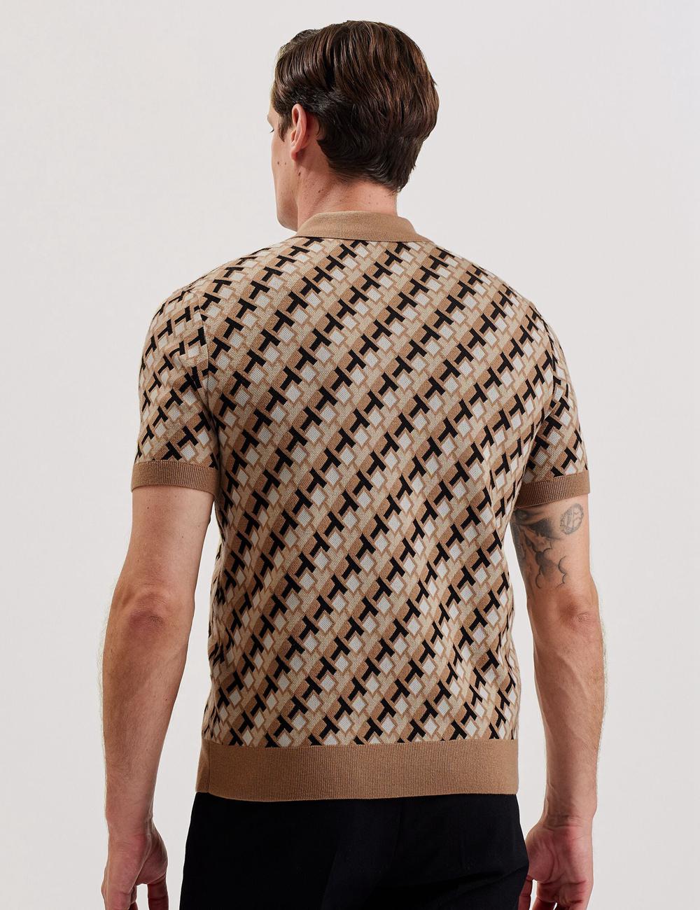 Ted Baker SEFERRY - Interlocking T Jacquard Knitted Polo Shirts Herren Braun | DFNPK-6491