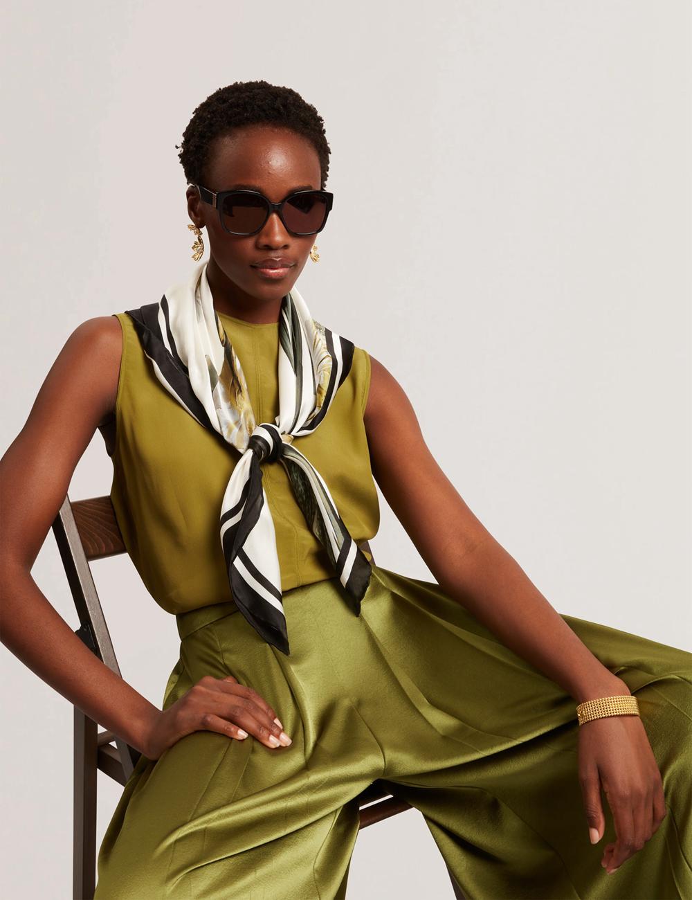 Ted Baker SHAMRA - Silk Blend Seam Detail Oberteile Damen Grün | PLGUC-4267