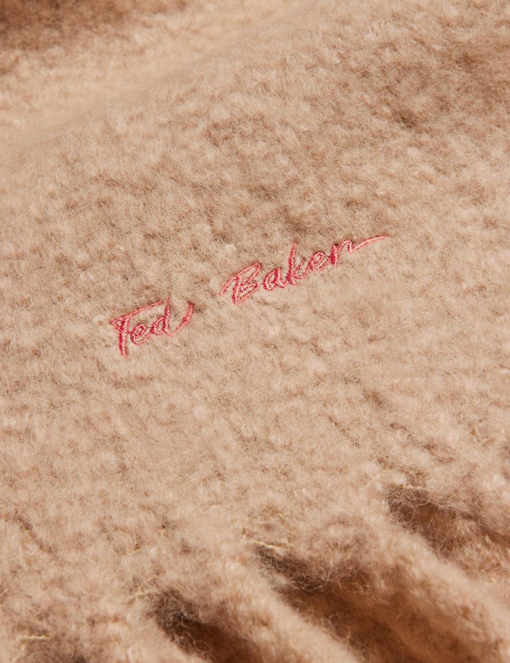 Ted Baker SHELMAS - Fluffy Wool Blend Blanket Knitted Schals Damen Taupe | VZBNA-8031
