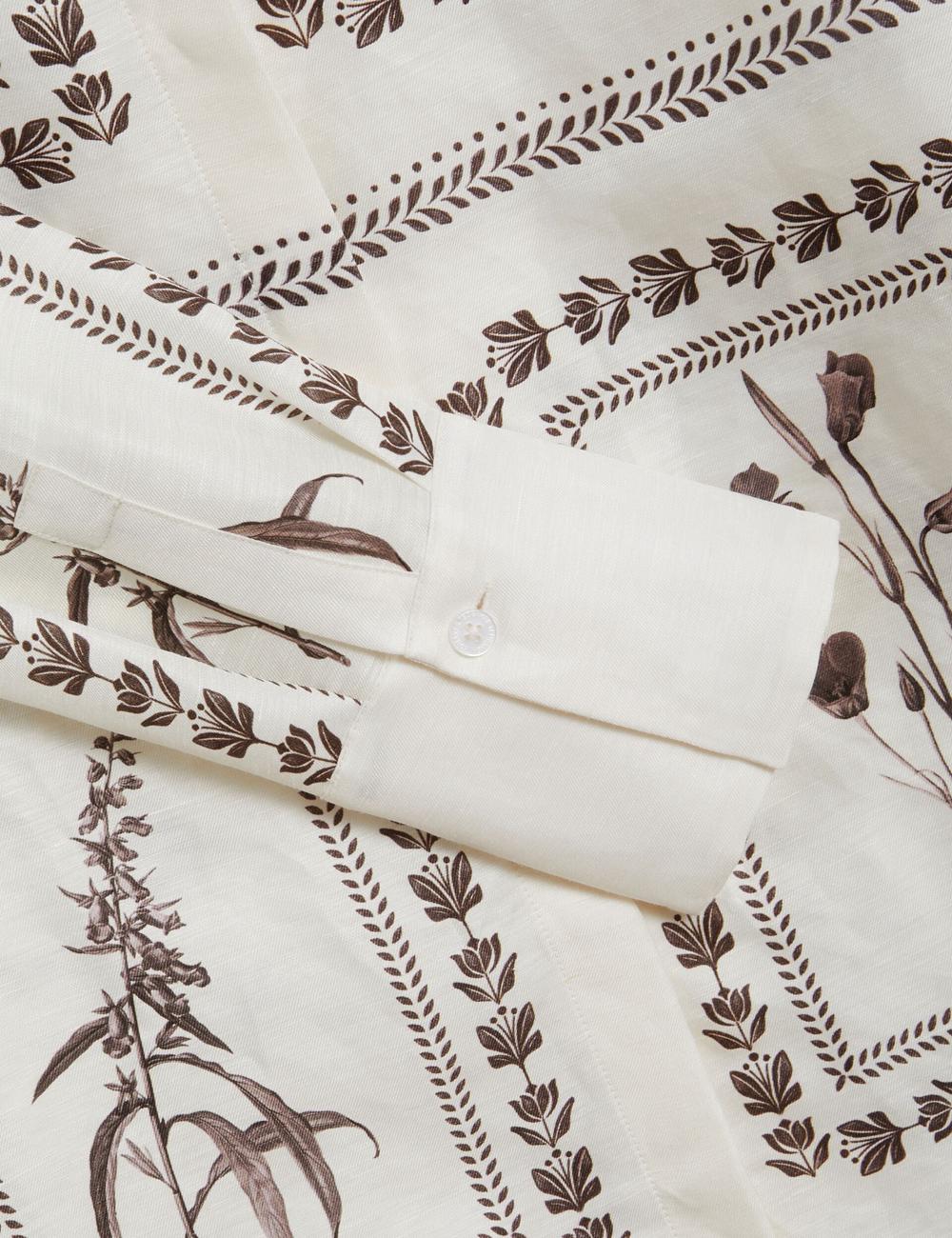 Ted Baker SIMCOA - Panel Print Silk Linen Longline Hemd Damen Ivory | WERTP-1396