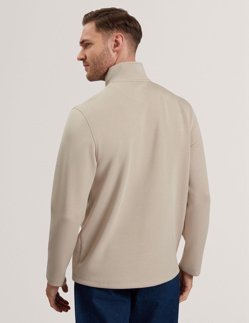 Ted Baker SIMONEA - Textured Panel Half-Zip Modal Sweatshirts Herren Taupe | OCBIW-1432