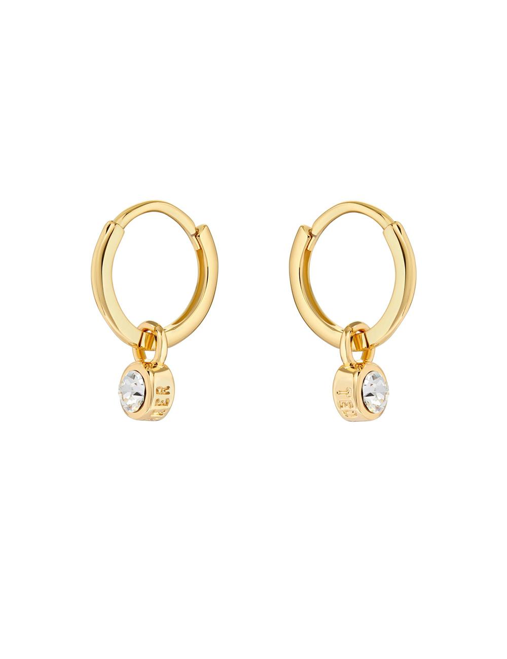 Ted Baker SINALAA - Crystal Pendant Huggie Ohrringe Damen Gold | PVIEN-7603