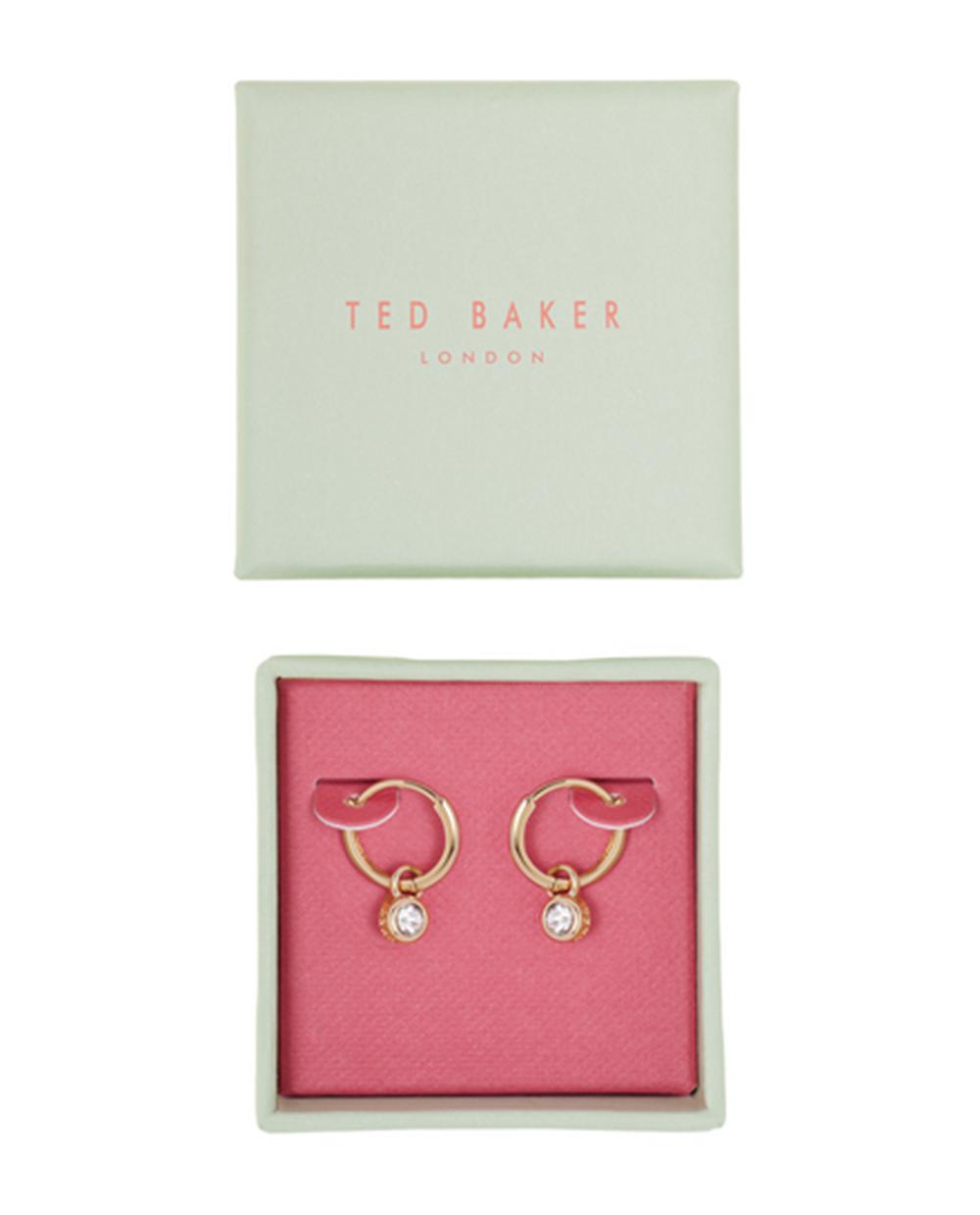 Ted Baker SINALAA - Crystal Pendant Huggie Ohrringe Damen Gold | PVIEN-7603