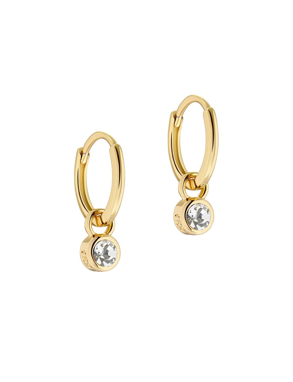 Ted Baker SINALAA - Crystal Pendant Huggie Ohrringe Damen Gold | PVIEN-7603