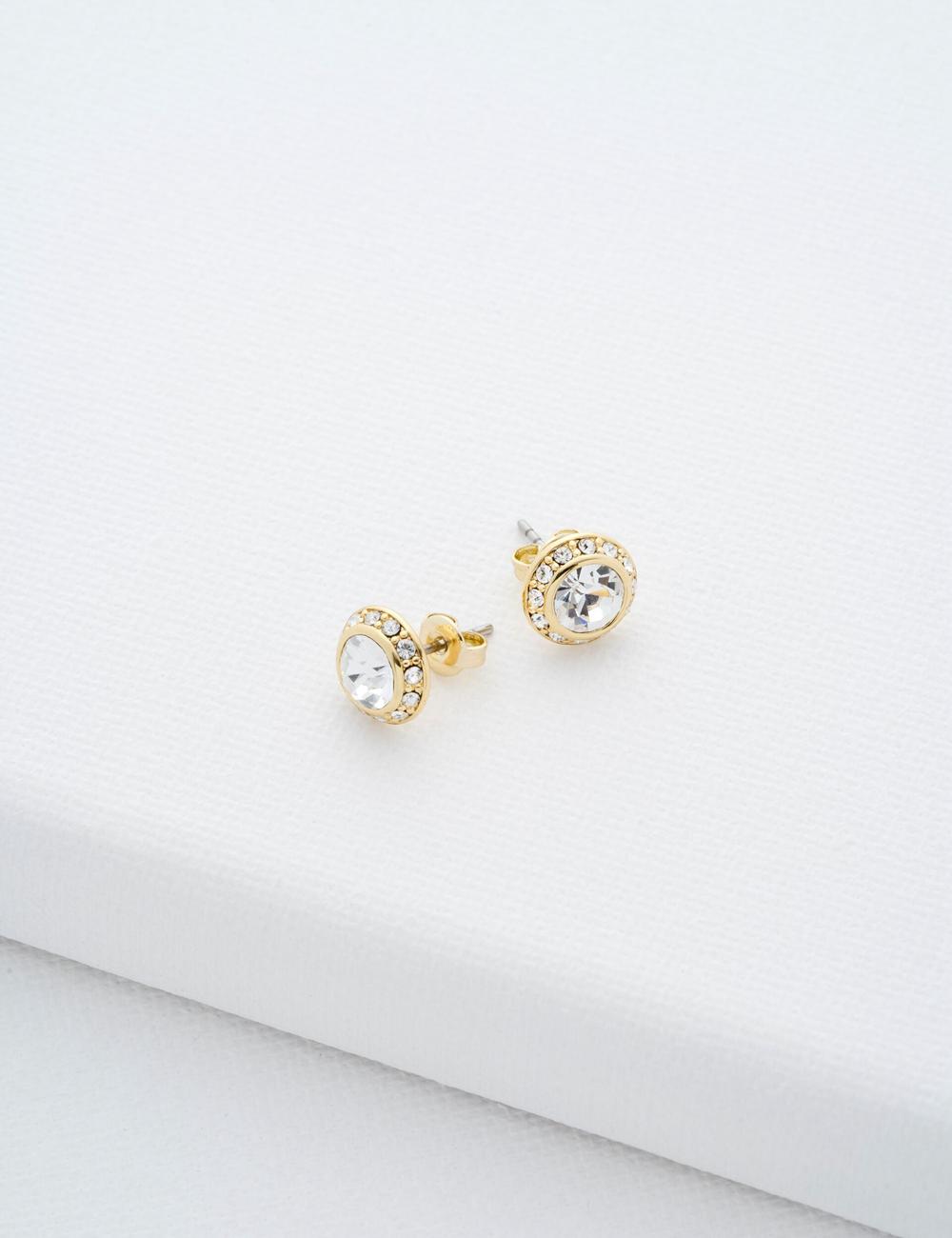 Ted Baker SOLETIA - Solitaire Sparkle Crystal Stud Ohrringe Damen Gold | TMUPR-3401