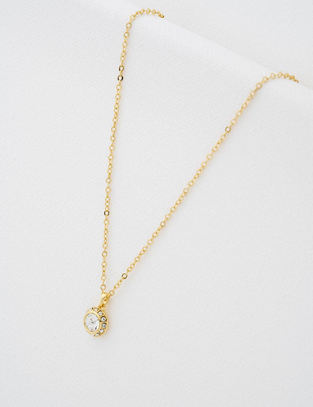 Ted Baker SOLTELL - Solitaire Sparkle Crystal Pendant Ketten Damen Gold | TAGHY-1794
