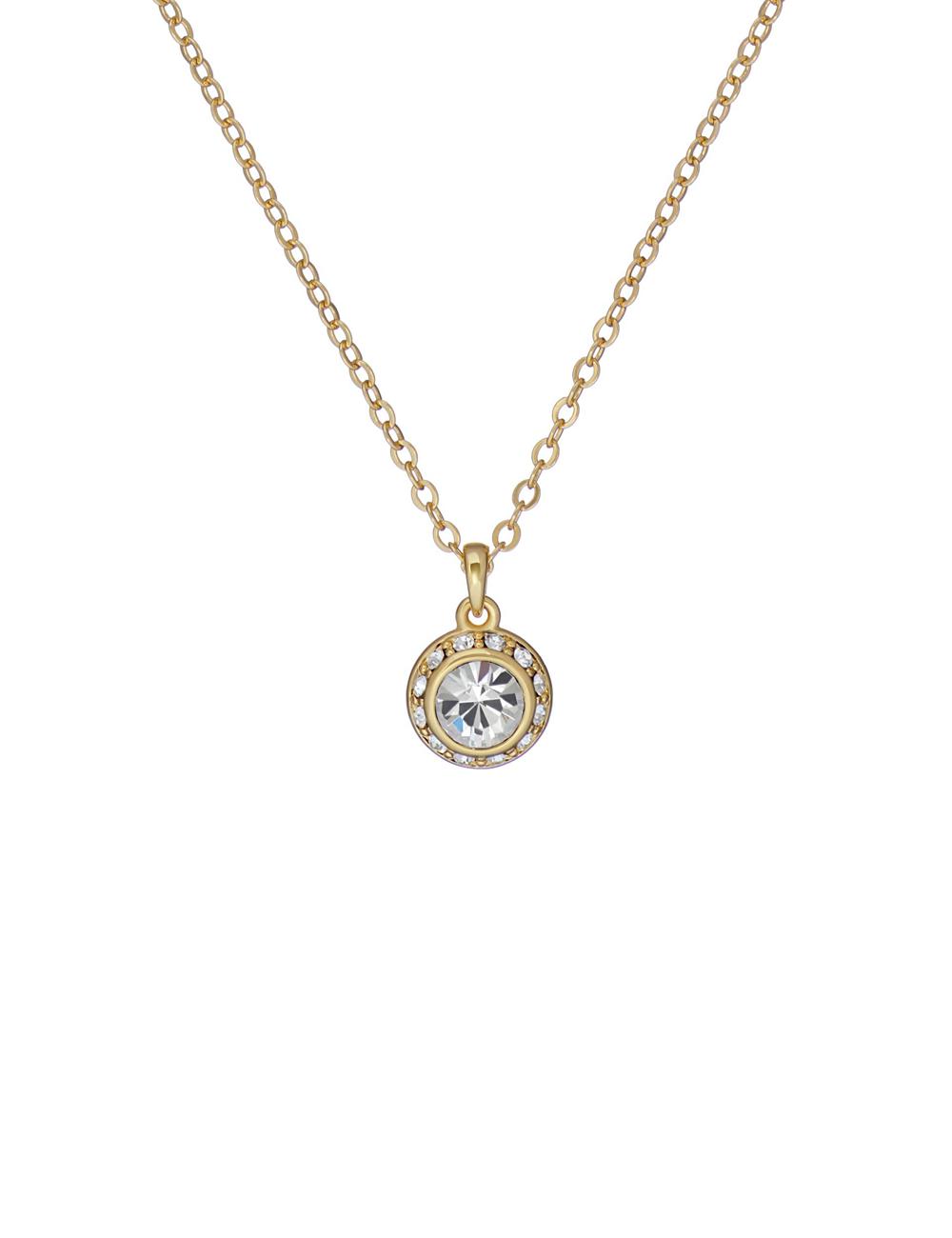 Ted Baker SOLTELL - Solitaire Sparkle Crystal Pendant Ketten Damen Gold | TAGHY-1794