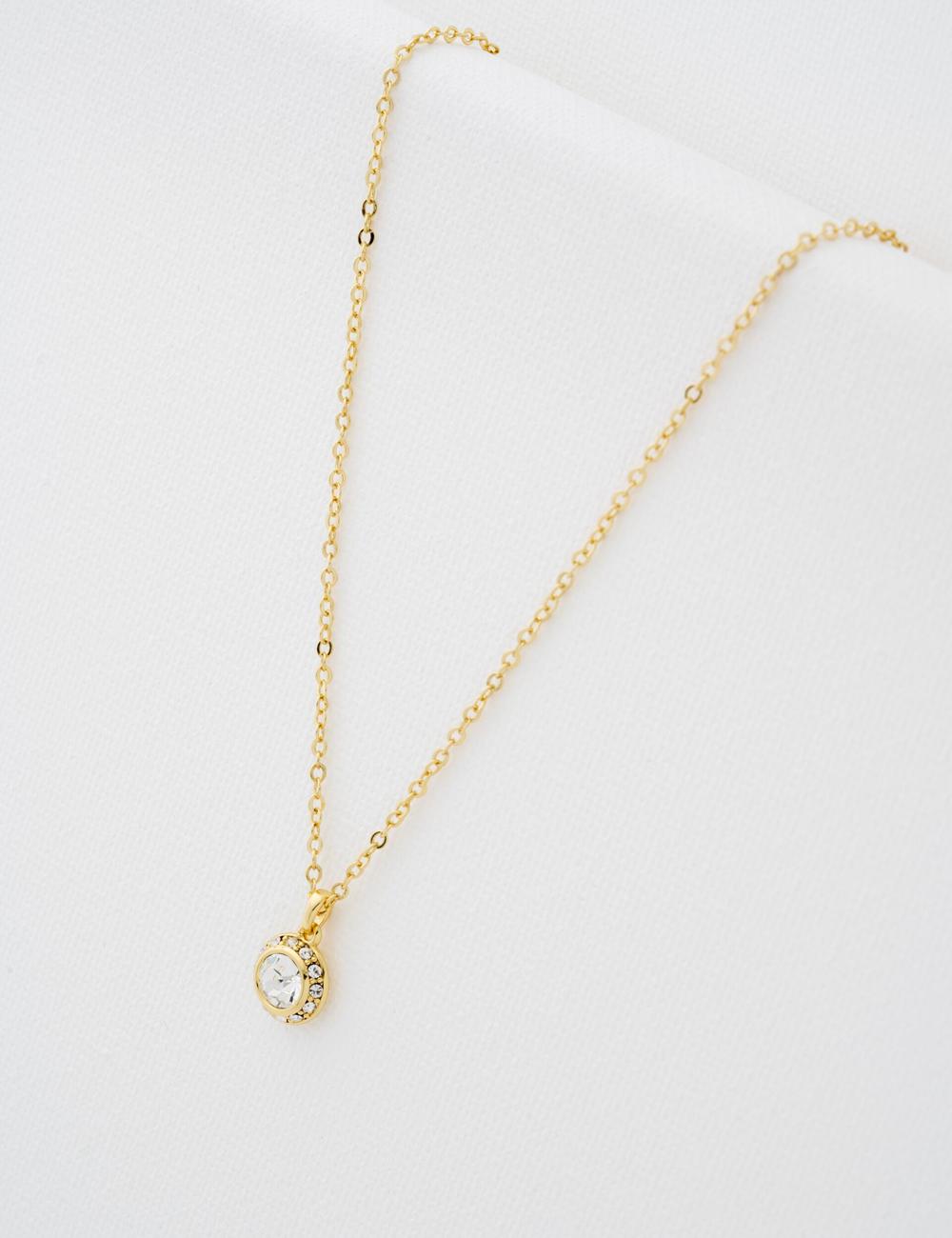 Ted Baker SOLTELL - Solitaire Sparkle Crystal Pendant Ketten Damen Gold | TAGHY-1794