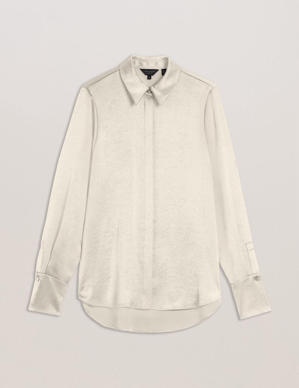 Ted Baker SONORA - Satin Longline Covered Placket Hemd Damen Ivory | KRCLE-0518