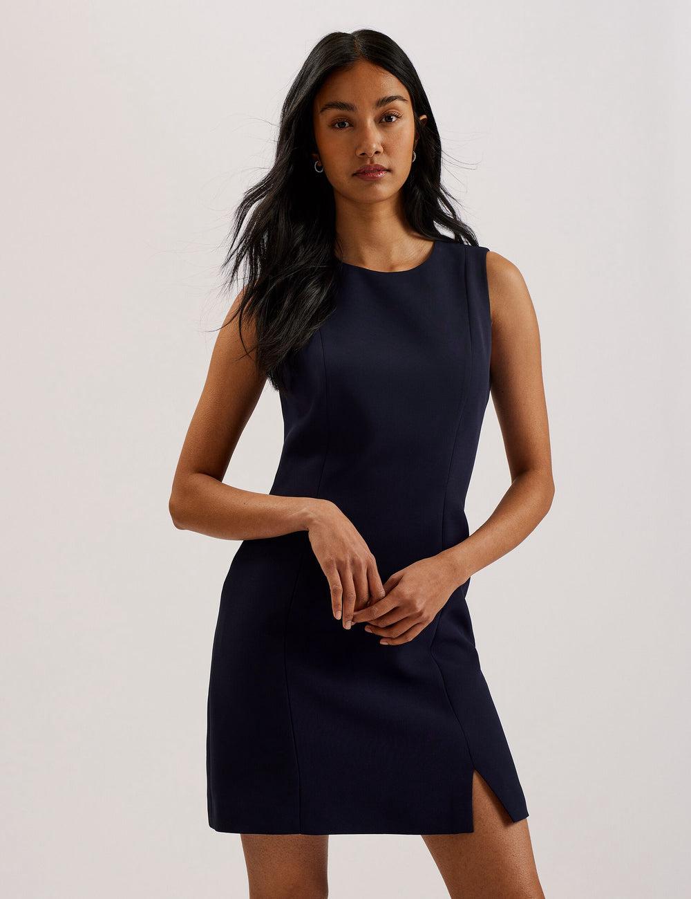 Ted Baker SORRAL - Sleeveless Tailored With Side Split Minikleid Damen Navy | DQFNI-8914