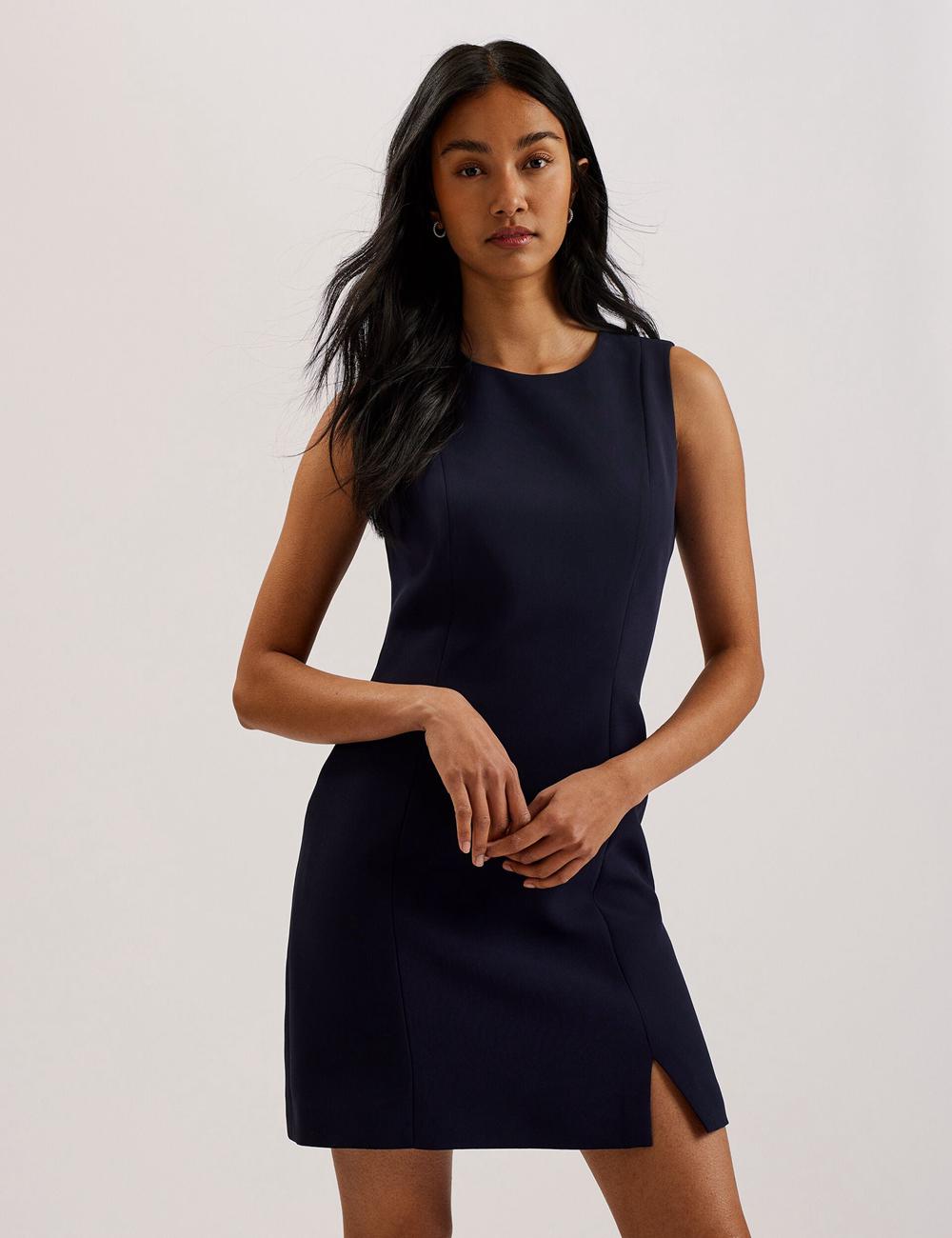 Ted Baker SORRAL - Sleeveless Tailored With Side Split Minikleid Damen Navy | DQFNI-8914