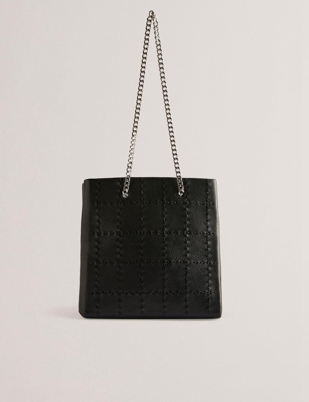 Ted Baker STALIA - Stitch Detail Leather Small Tragetaschen Damen Schwarz | NSVTO-6514