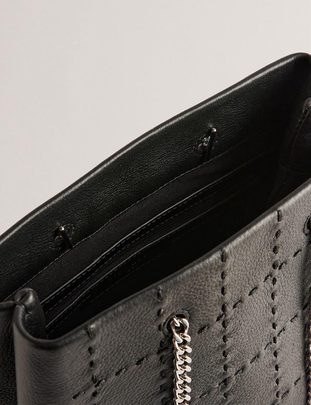 Ted Baker STALIA - Stitch Detail Leather Small Tragetaschen Damen Schwarz | NSVTO-6514