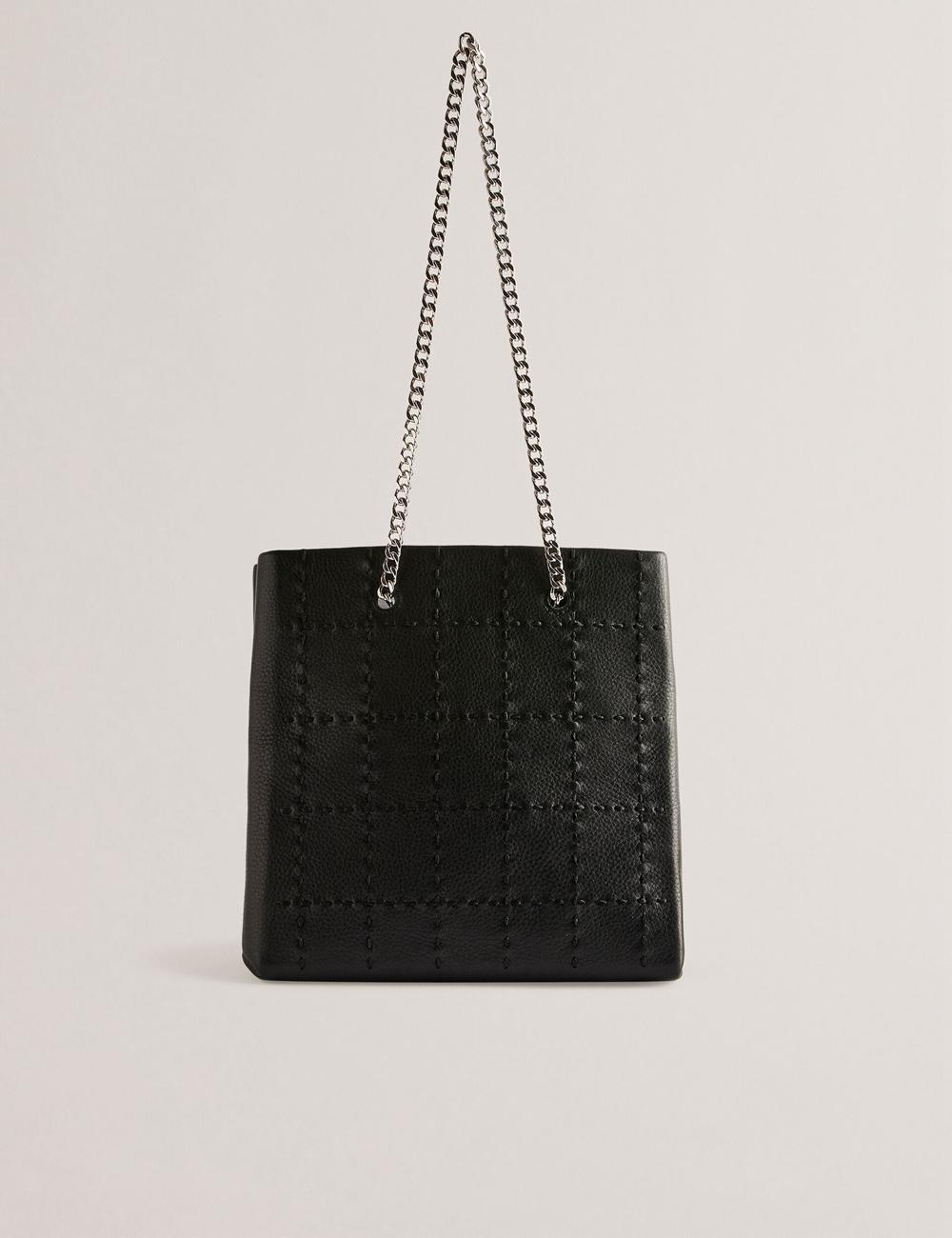 Ted Baker STALIA - Stitch Detail Leather Small Tragetaschen Damen Schwarz | NSVTO-6514