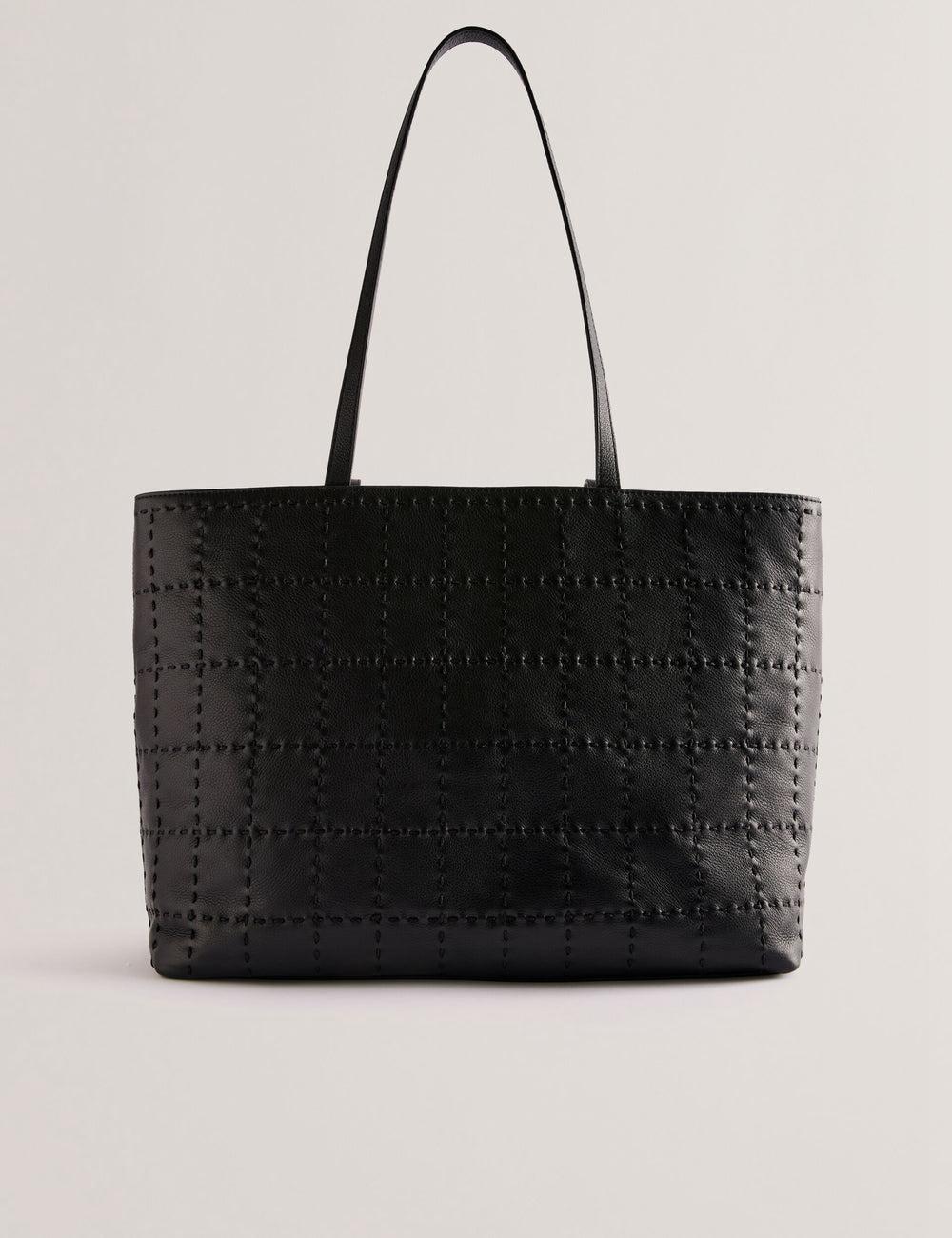 Ted Baker STALIE - Stitch Detail Leather Large Shopper Shopper Damen Schwarz | TMEUZ-5431