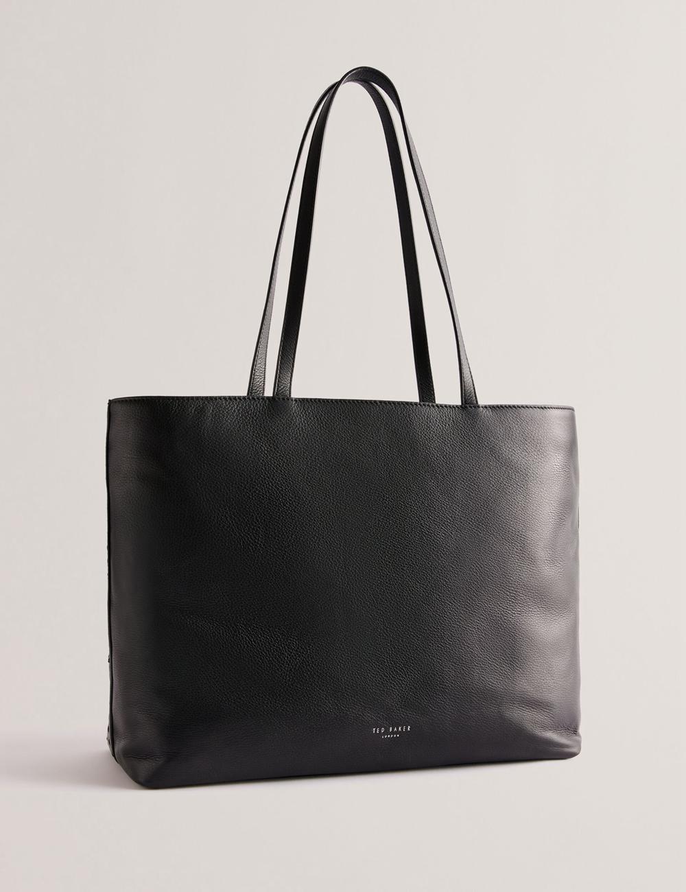Ted Baker STALIE - Stitch Detail Leather Large Shopper Shopper Damen Schwarz | TMEUZ-5431