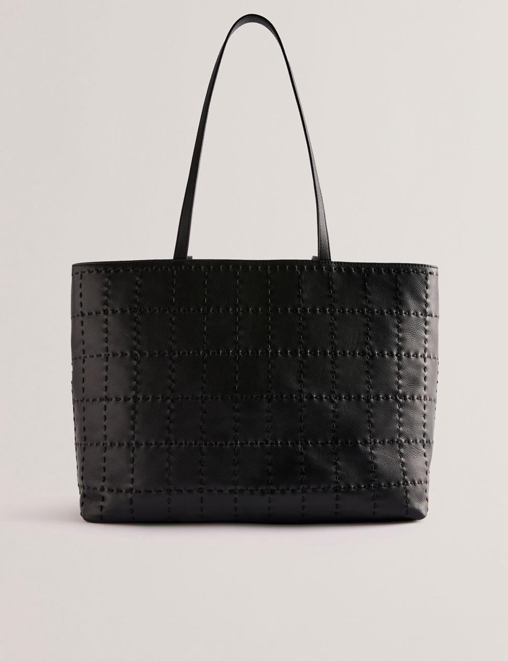 Ted Baker STALIE - Stitch Detail Leather Large Shopper Shopper Damen Schwarz | TMEUZ-5431