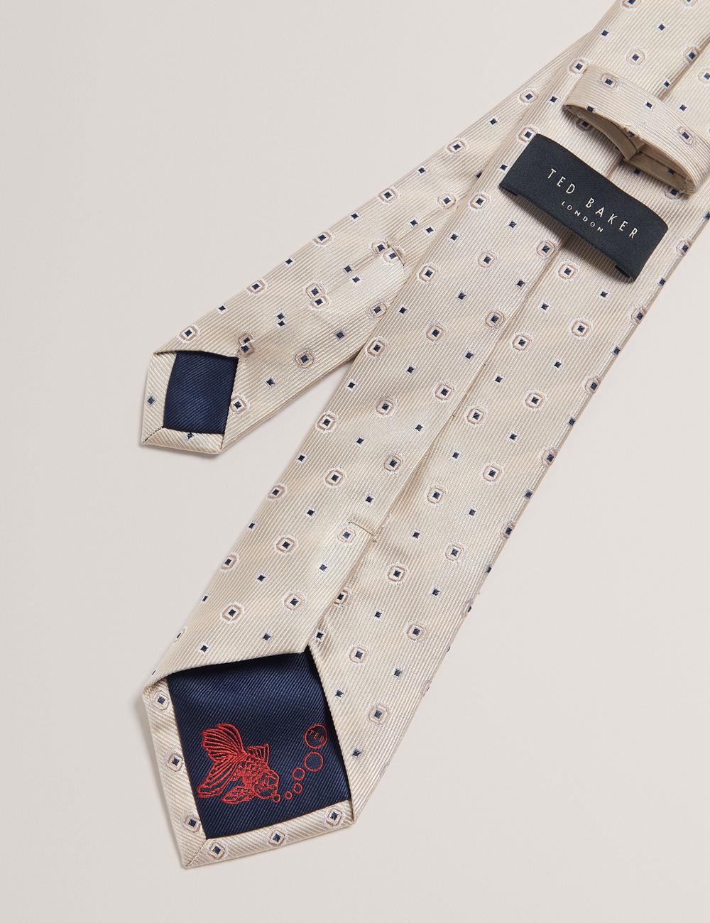 Ted Baker STEEPLE - Circle Geometric Print Silk Krawatten Herren Stone | IEFHS-3528