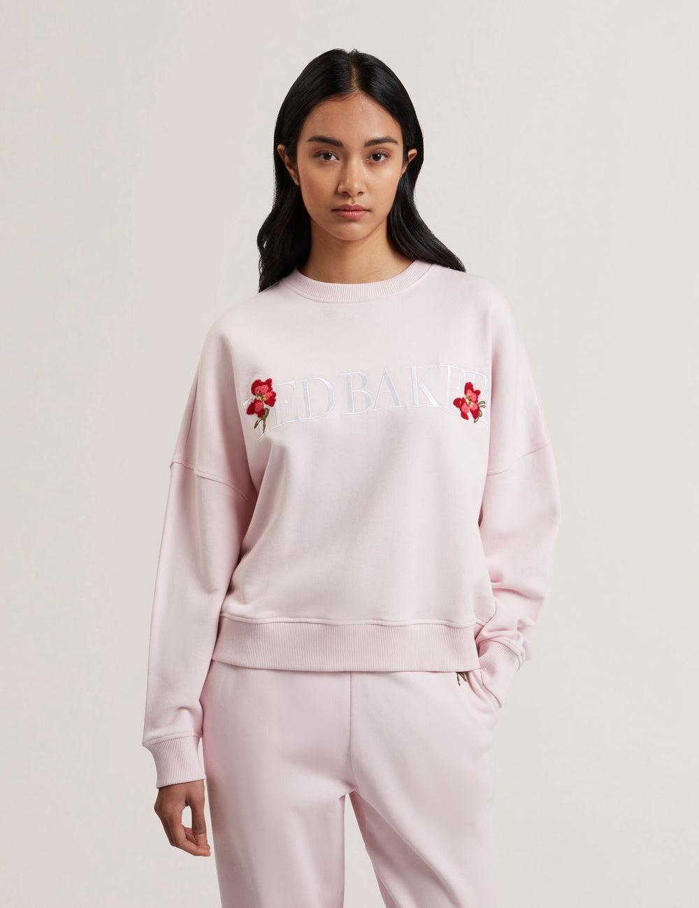 Ted Baker STIILA - Embroidered Logo Pure Cotton Sweatshirts Damen Rosa | NYVAW-2807