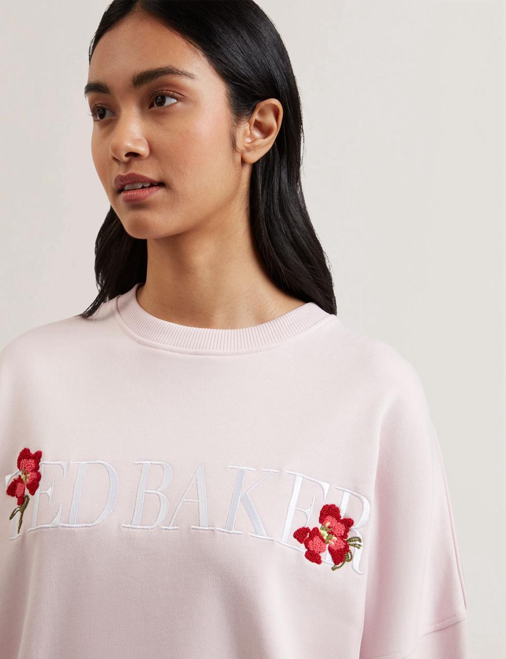 Ted Baker STIILA - Embroidered Logo Pure Cotton Sweatshirts Damen Rosa | NYVAW-2807