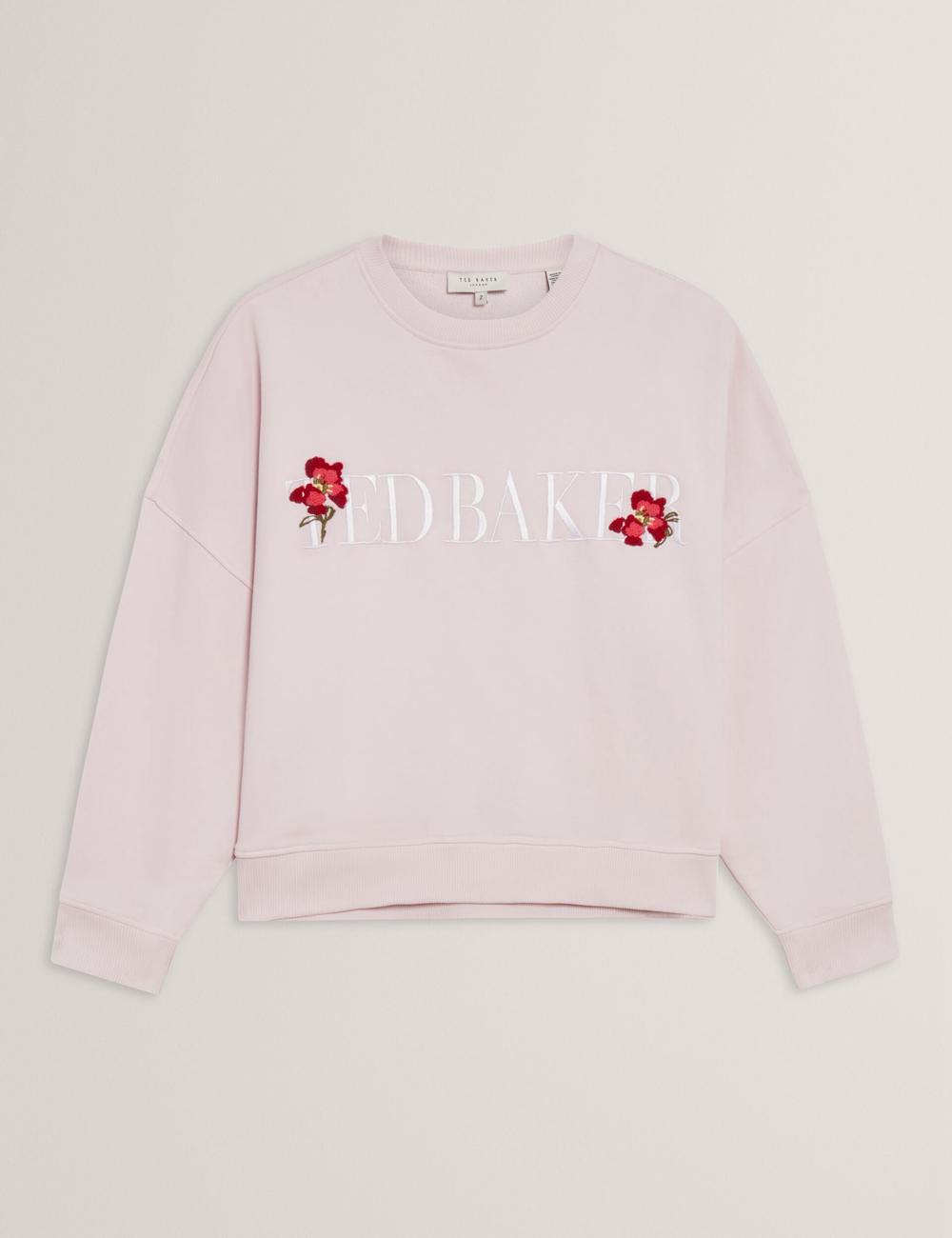 Ted Baker STIILA - Embroidered Logo Pure Cotton Sweatshirts Damen Rosa | NYVAW-2807