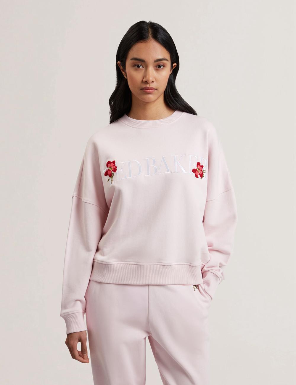Ted Baker STIILA - Embroidered Logo Pure Cotton Sweatshirts Damen Rosa | NYVAW-2807