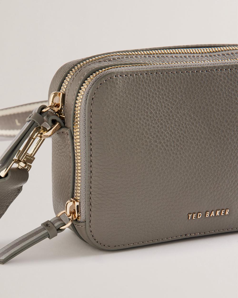 Ted Baker STUNNA - Mini Leather Crossbody Camera Schultertasche Damen Grau | GLXPS-2654