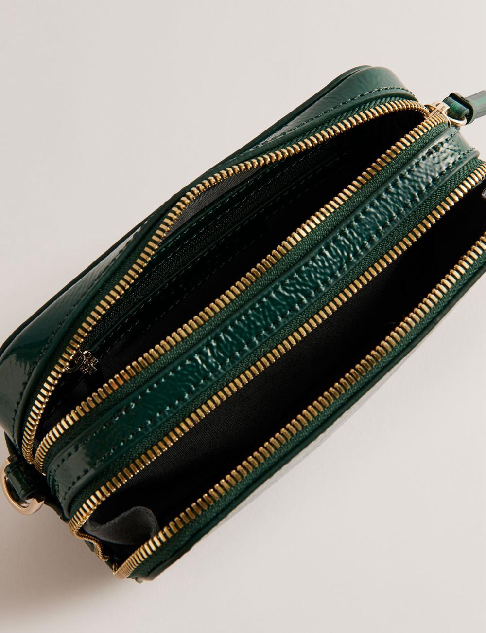 Ted Baker STUNWA - Patent Leather Webbing Camera Kameratasche Damen Grün | NZYRC-7968