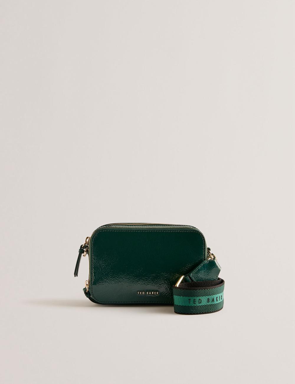 Ted Baker STUNWA - Patent Leather Webbing Camera Kameratasche Damen Grün | NZYRC-7968