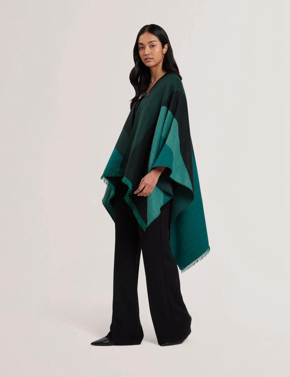 Ted Baker SUFFIA - Colour Block Buckled Woven Ponchos Damen Grün | BYSVQ-9018